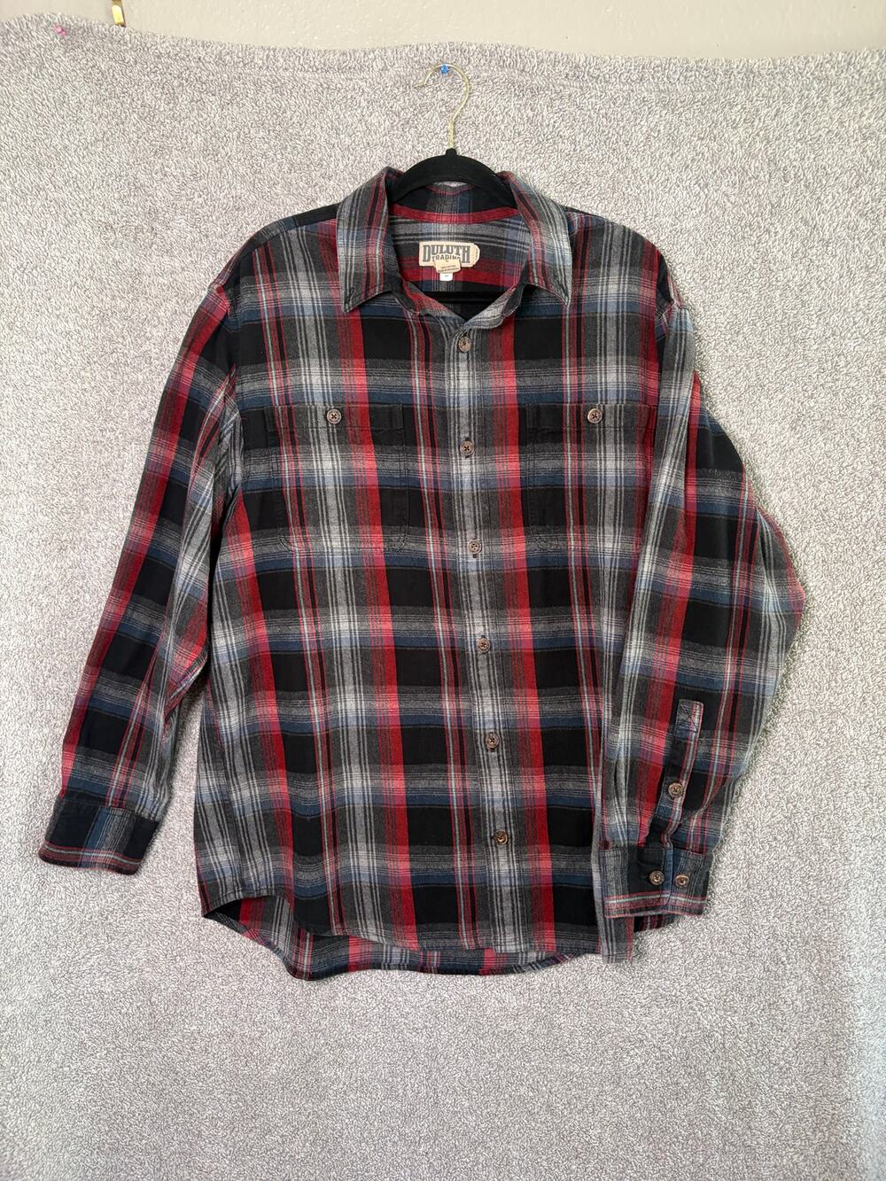 Plaid Flannel Shirt L Relaxed Fit Workwear Lumberjack Grunge